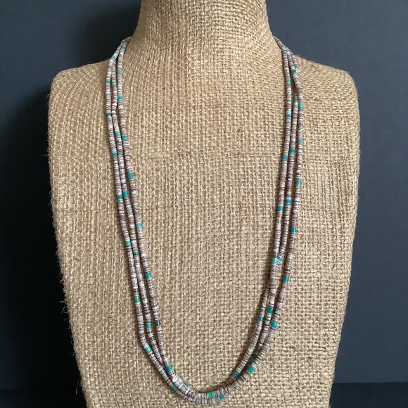 Vintage Native American Navajo Turquoise Heishi Necklace.